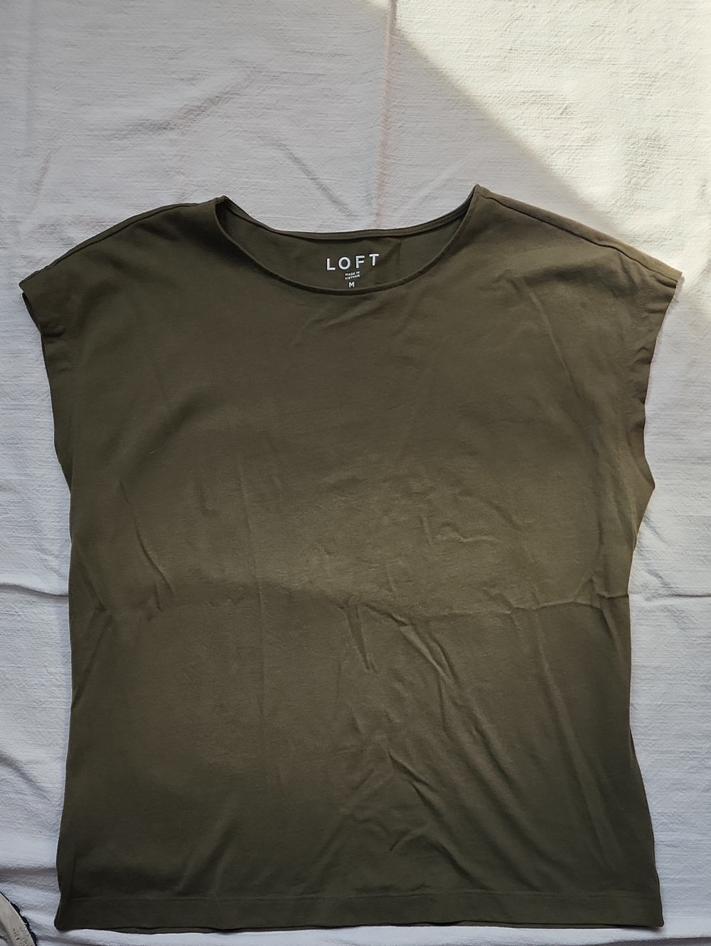 LOFT Olive Tee with Cap Sleeves